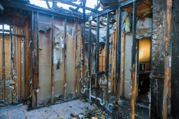 Professional Fire Damage Restoration technician working in Houston, AK